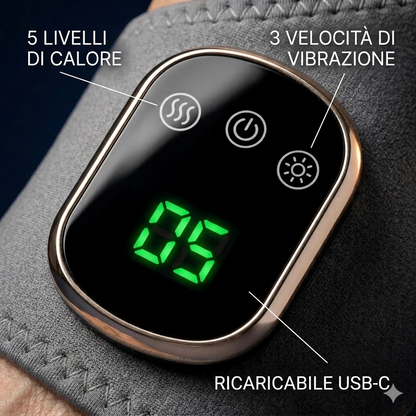 Infografica calore, compressione ed EMS del massaggiatore SOLIA